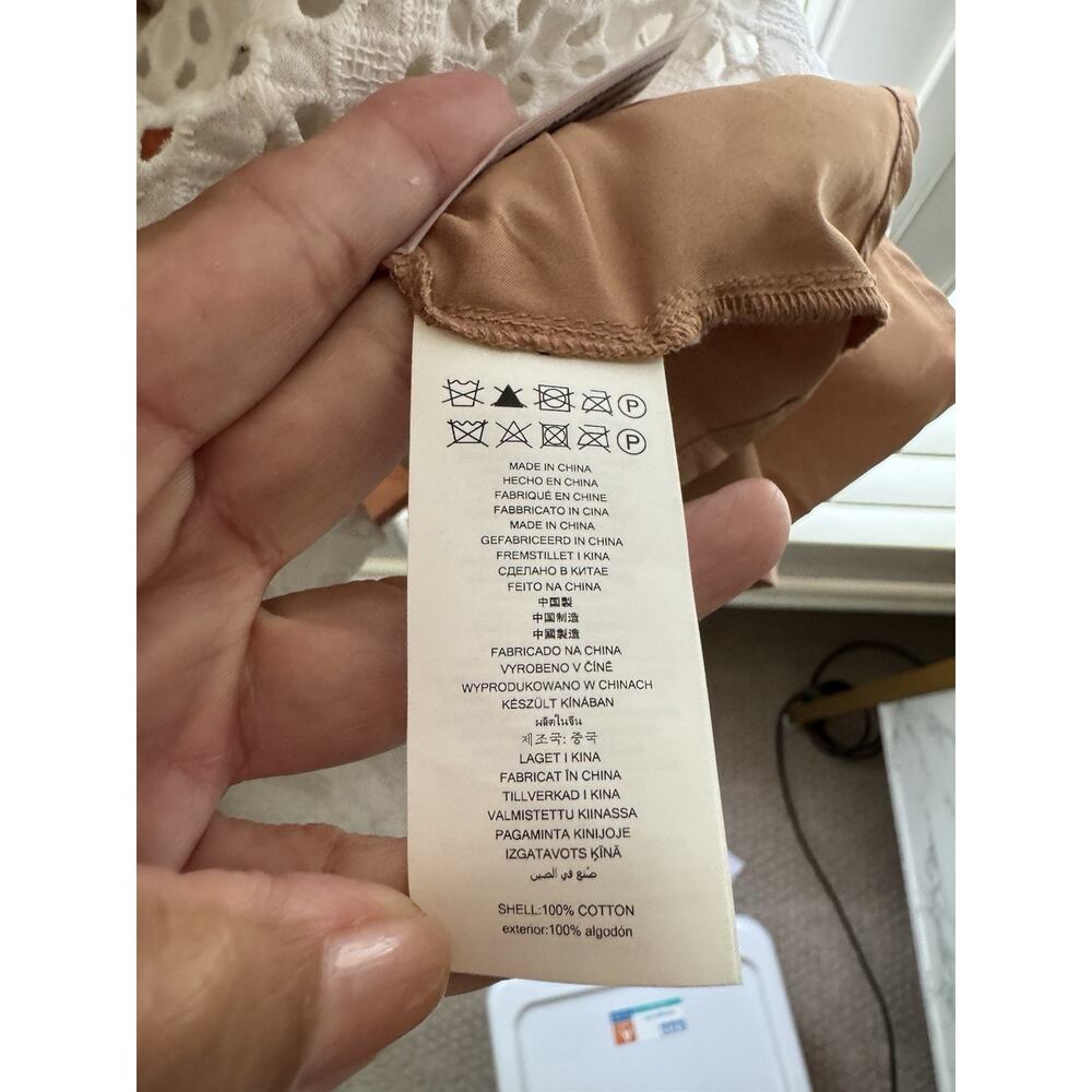 🔴Michael Michael Kors Women's Geo Eyelet Cutout Ruffled Dress White, US 4 - Picture 7 of 8